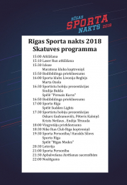 Rīgas Sporta nakts skatuves programma 01.09.2018.